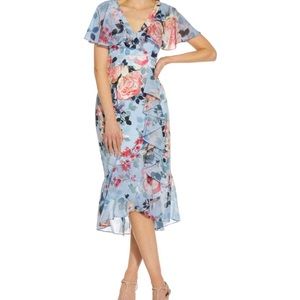 NWT Floral Wrap Front Ruffle Midi Dress
ADRIANNA PAPELL